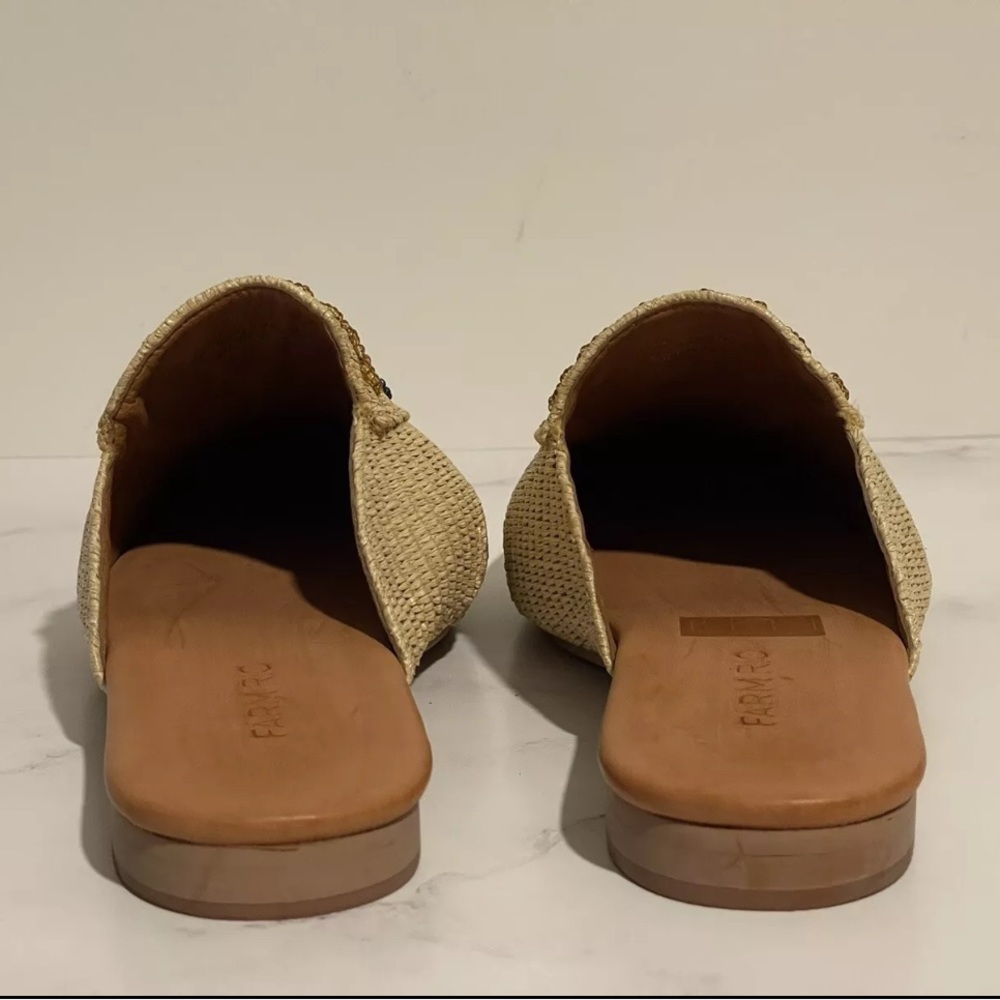 Farm Rio MACAW Womens 7 Tropical Raffia Mules Straw Embroidered Flats Shoes - Picture 11 of 16